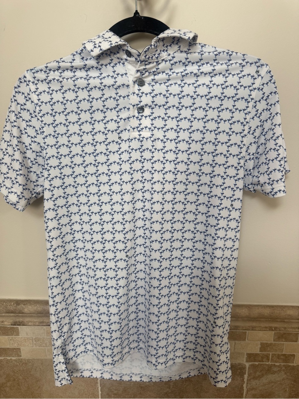 Boys Greyson White and Navy Short Sleeve Polo Shirt